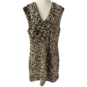 Banana Republic Gold Sequin Mini Dress Women's‎ L Party Going Out Metallic